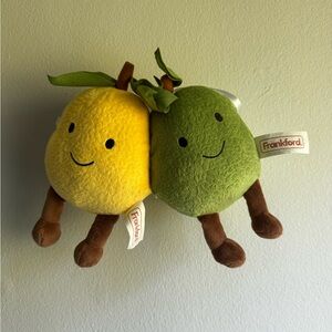 Smiling Pear Plush Duo - Yellow and Green